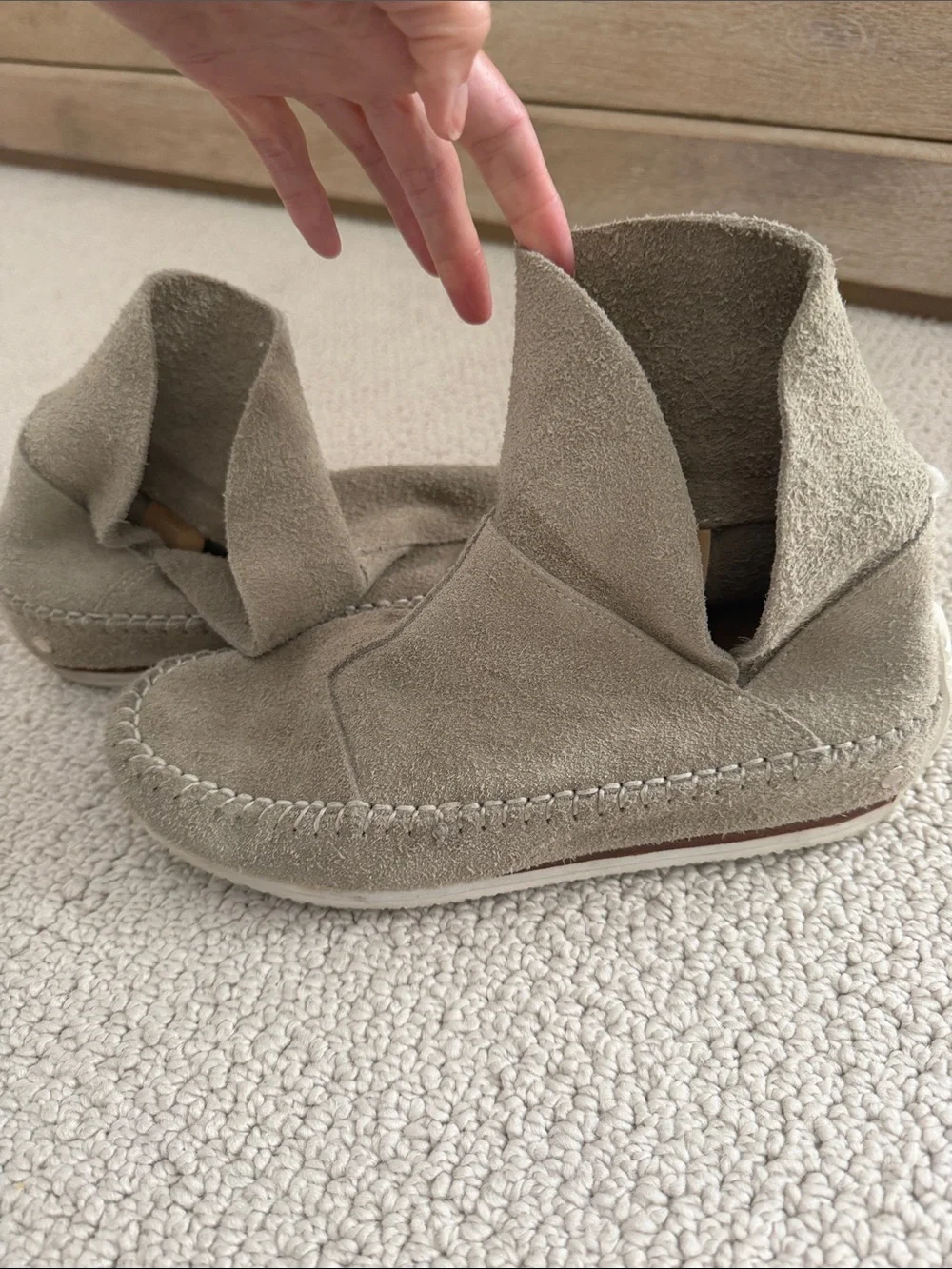 Rag & Bone Suede Moccasin Booties in Taupe - Picture 3 of 8